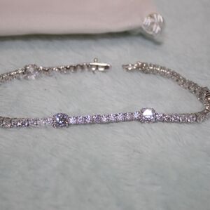 Diamonique Silver Bracelet with Clear Stones